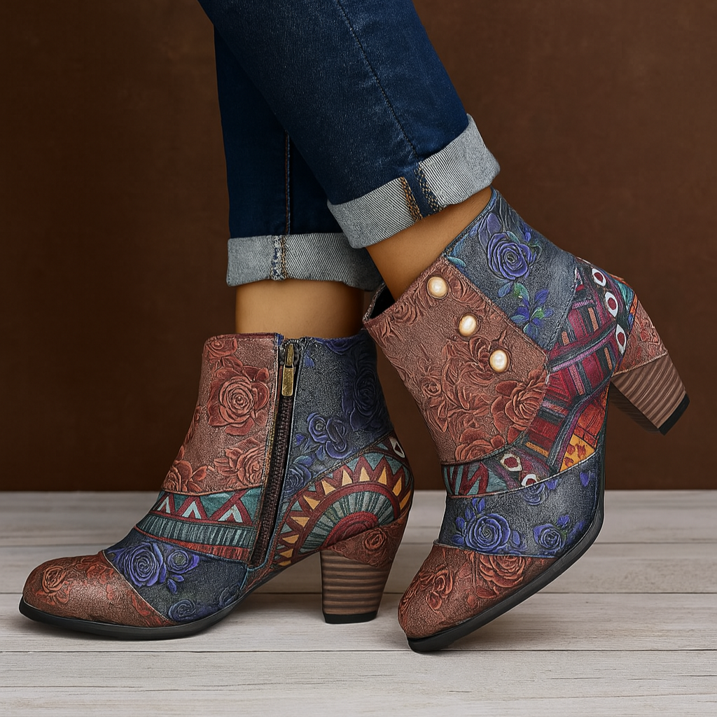 Ladies Elegant Flower High Heel Boots - VibreMode