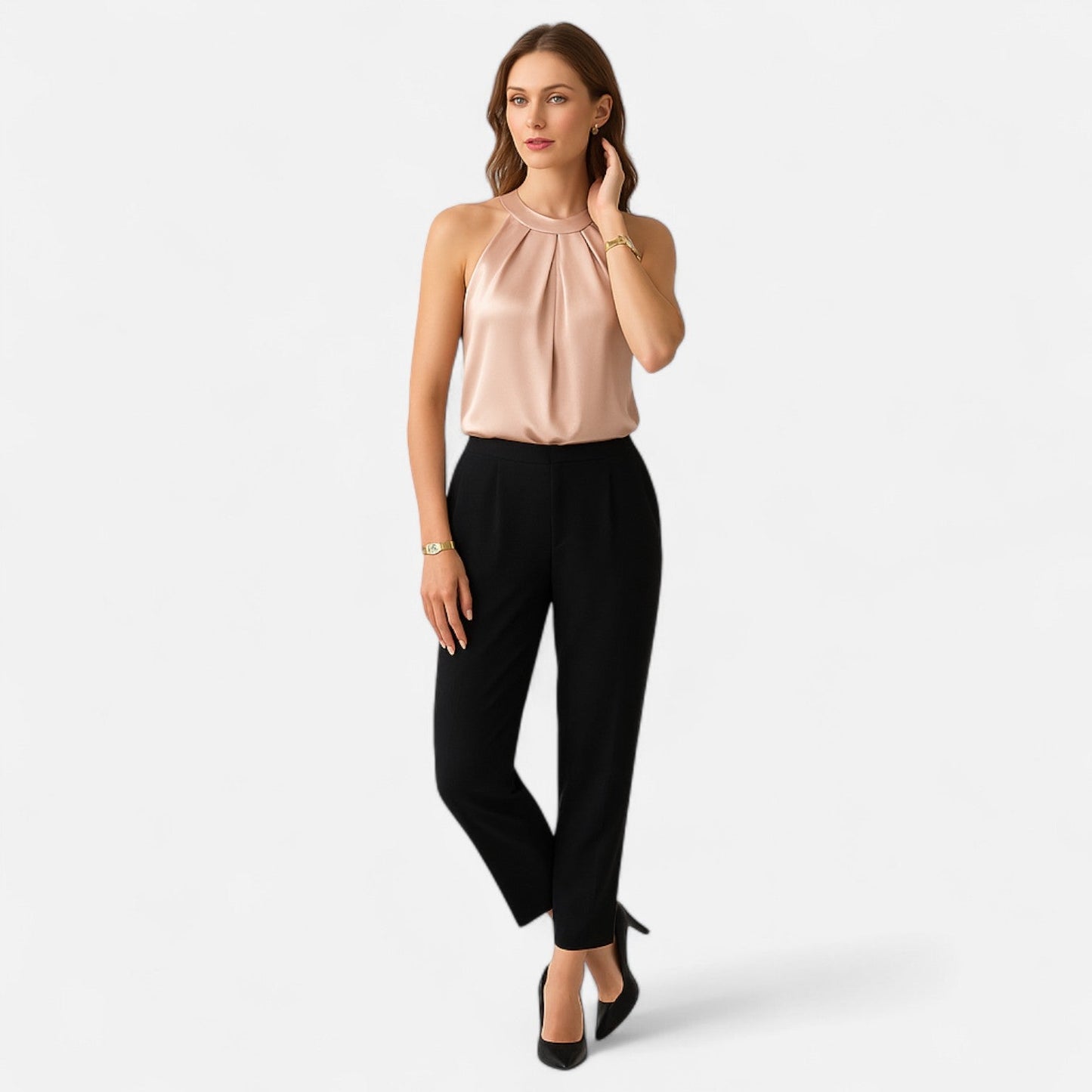Kimberly | Women's Chic Ruffled Satin Tank Tops