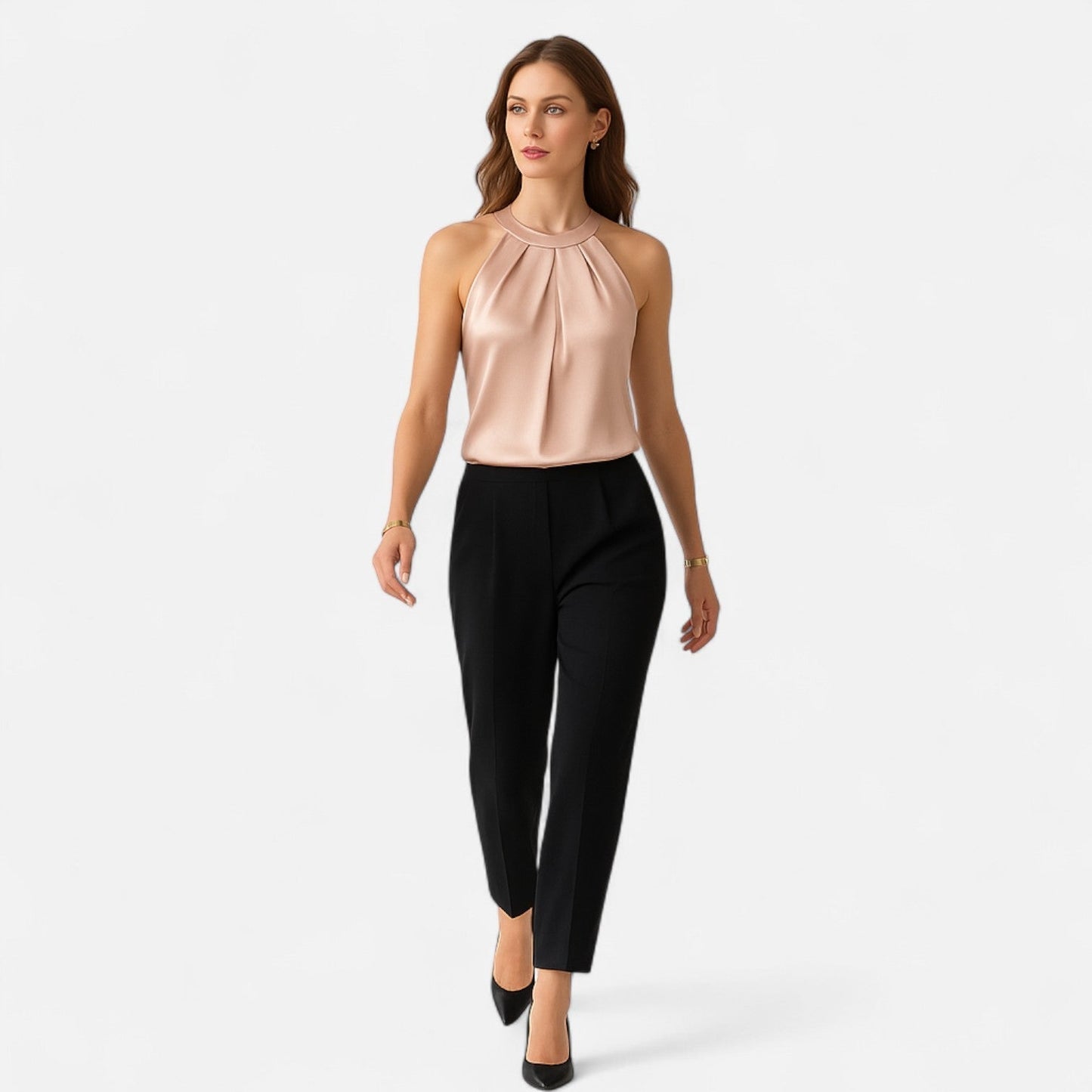 Kimberly | Women's Chic Ruffled Satin Tank Tops