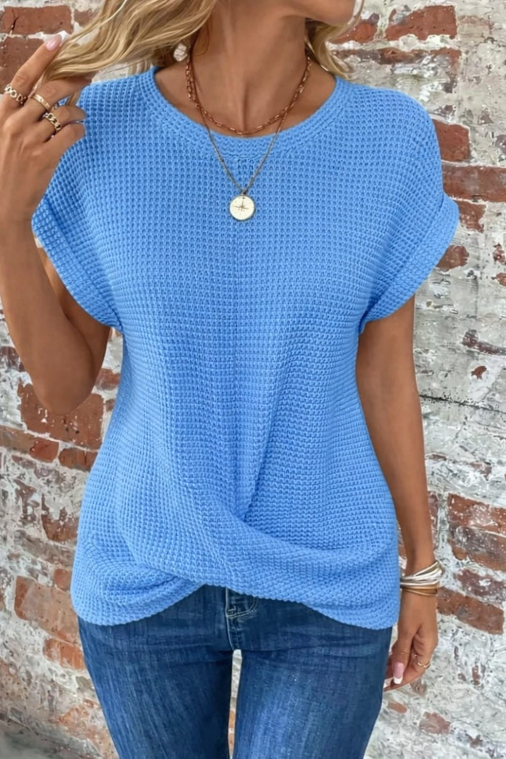 Comfy Waffle Weave Relaxed Fit T-Shirt
