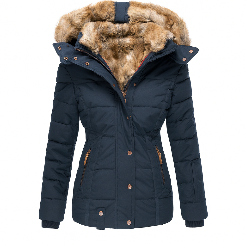 Women's Fur Hooded Parka Jacket - VibreMode
