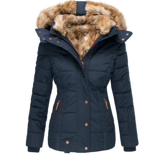 Women's Fur Hooded Parka Jacket - VibreMode