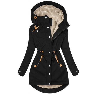 Women's Quilted Hooded Coat Long Olivia - VibreMode