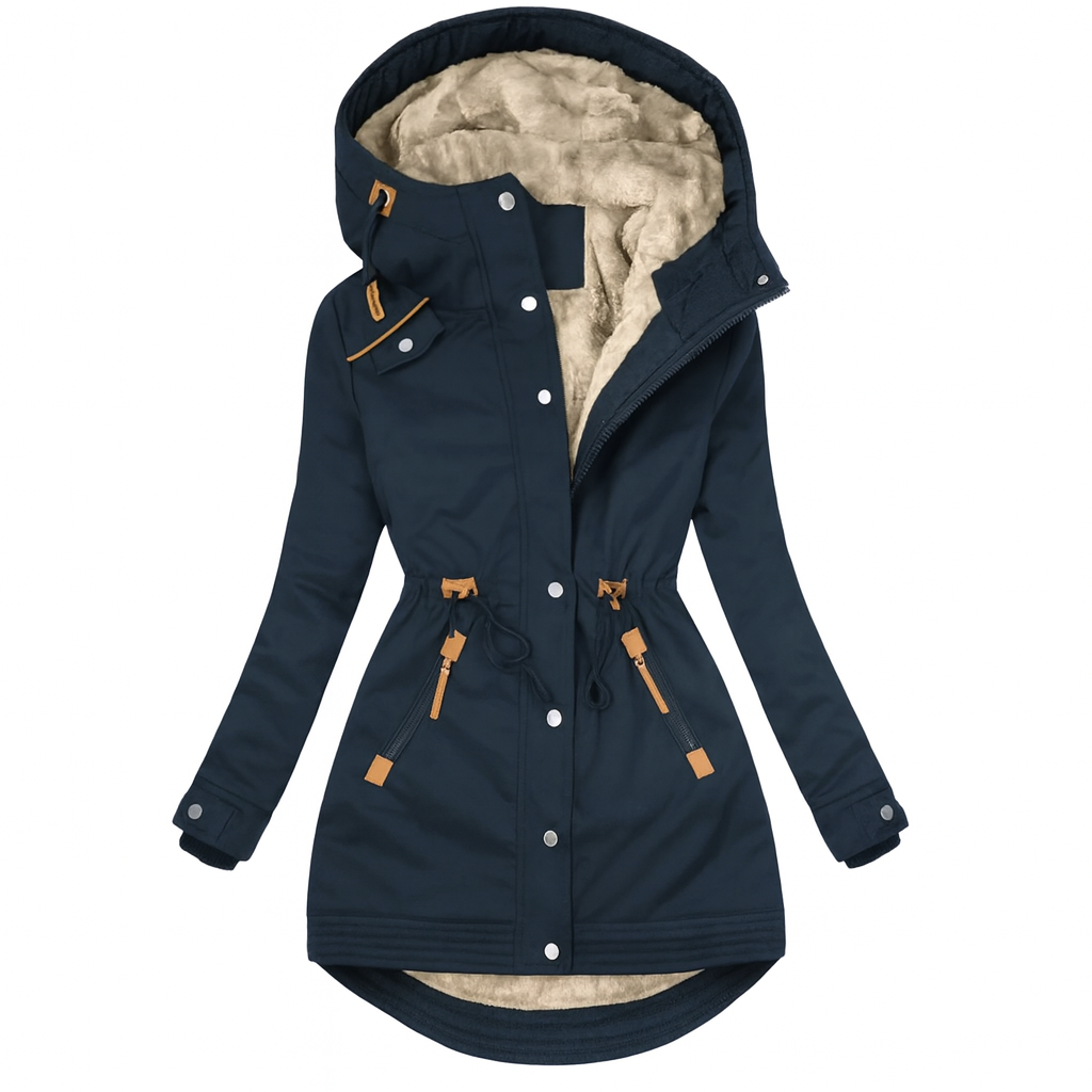 Women's Quilted Hooded Coat Long Olivia