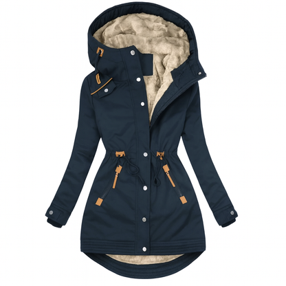Women's Quilted Hooded Coat Long Olivia