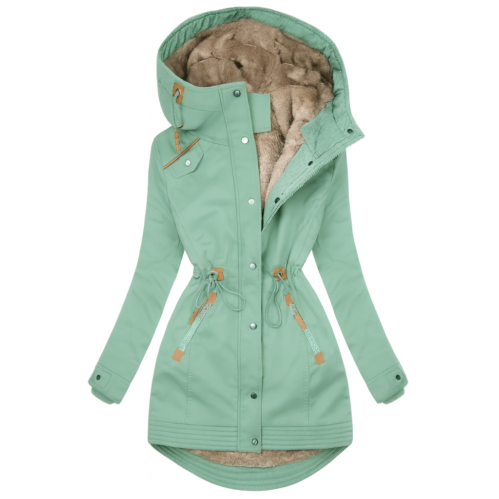 Women's Quilted Hooded Coat Long Olivia