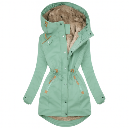 Women's Quilted Hooded Coat Long Olivia