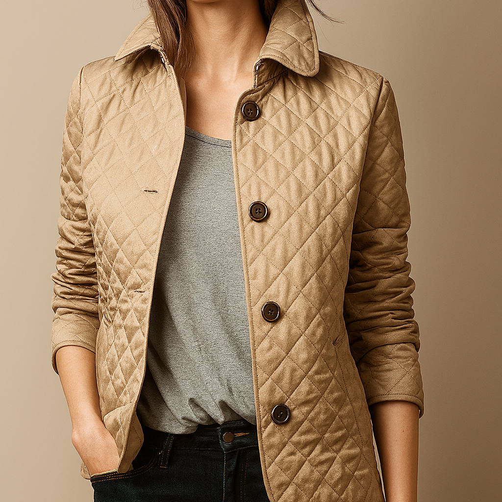 Women's Quilted Button Jacket - VibreMode