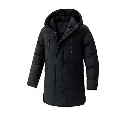 Men's Insulated Hooded Jacket Warm Waterproof Black - VibreMode