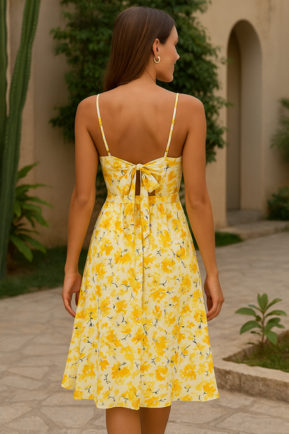 Women's Yellow Floral Summer Dress