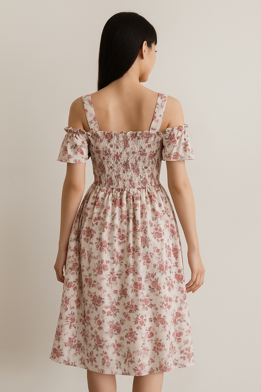 Women's Floral Midi Dress Off-Shoulder