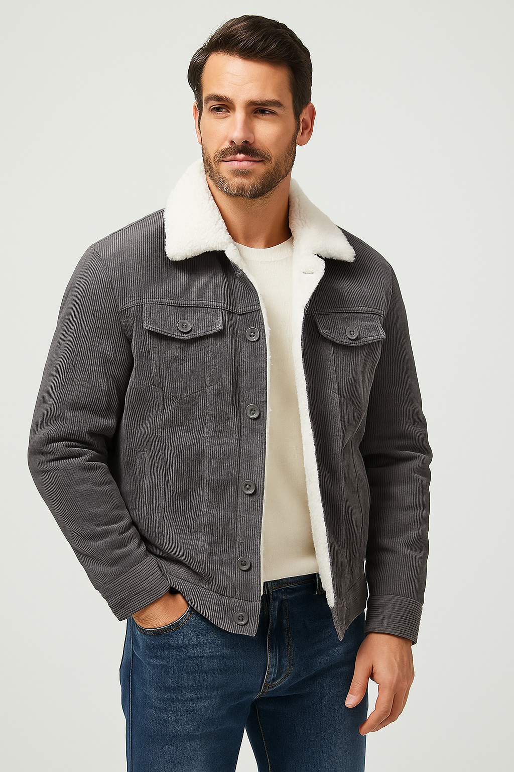 Men's Velvet Parka Jacket Cotton Black