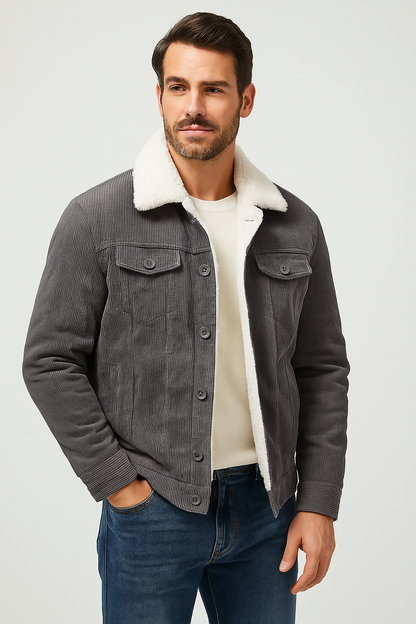 Men's Velvet Parka Jacket Cotton Black
