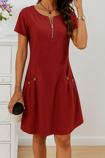 Women's Summer Dress Front Zip Detail