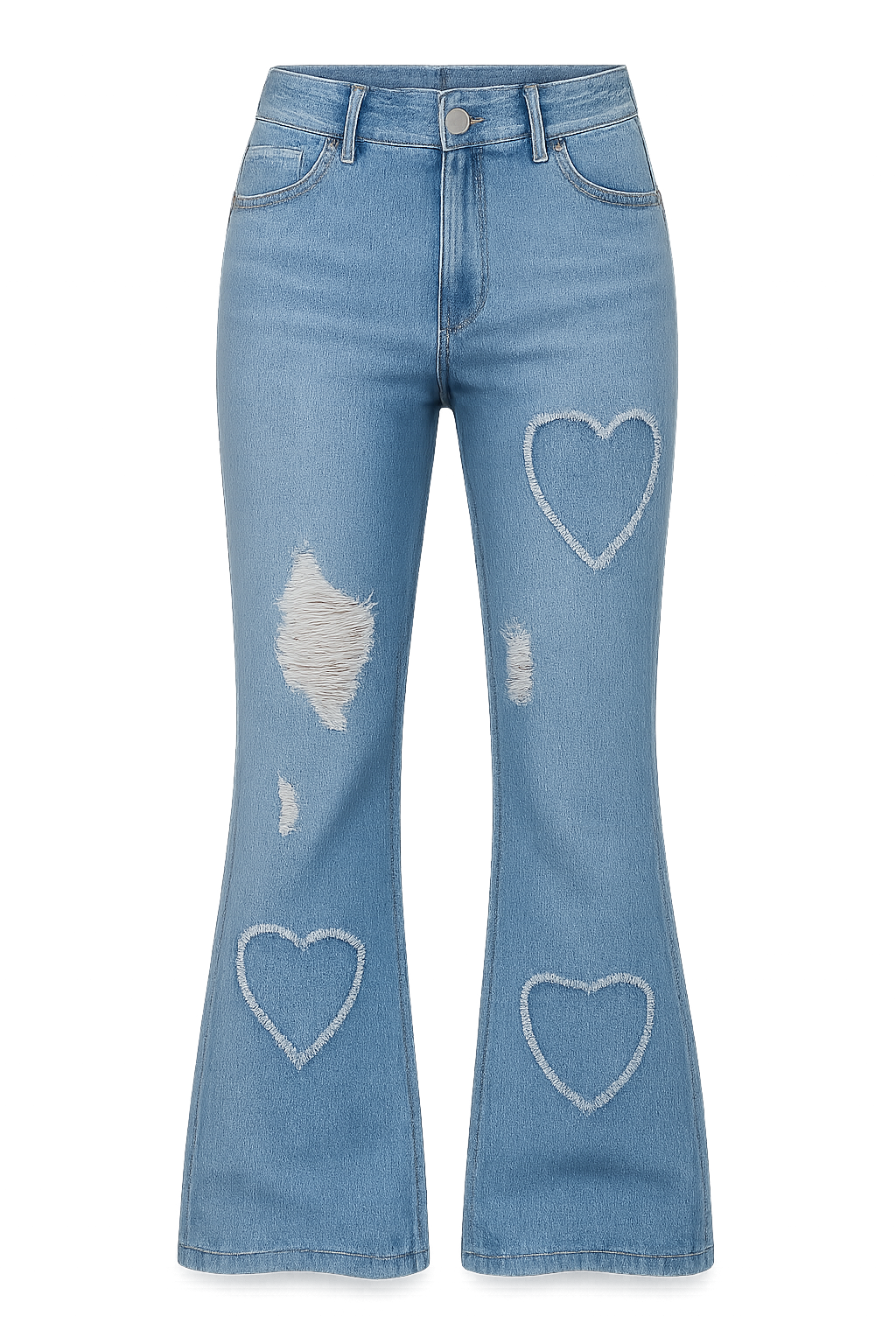 Women's Distressed Jeans Embroidered Patches High Elastic Denim