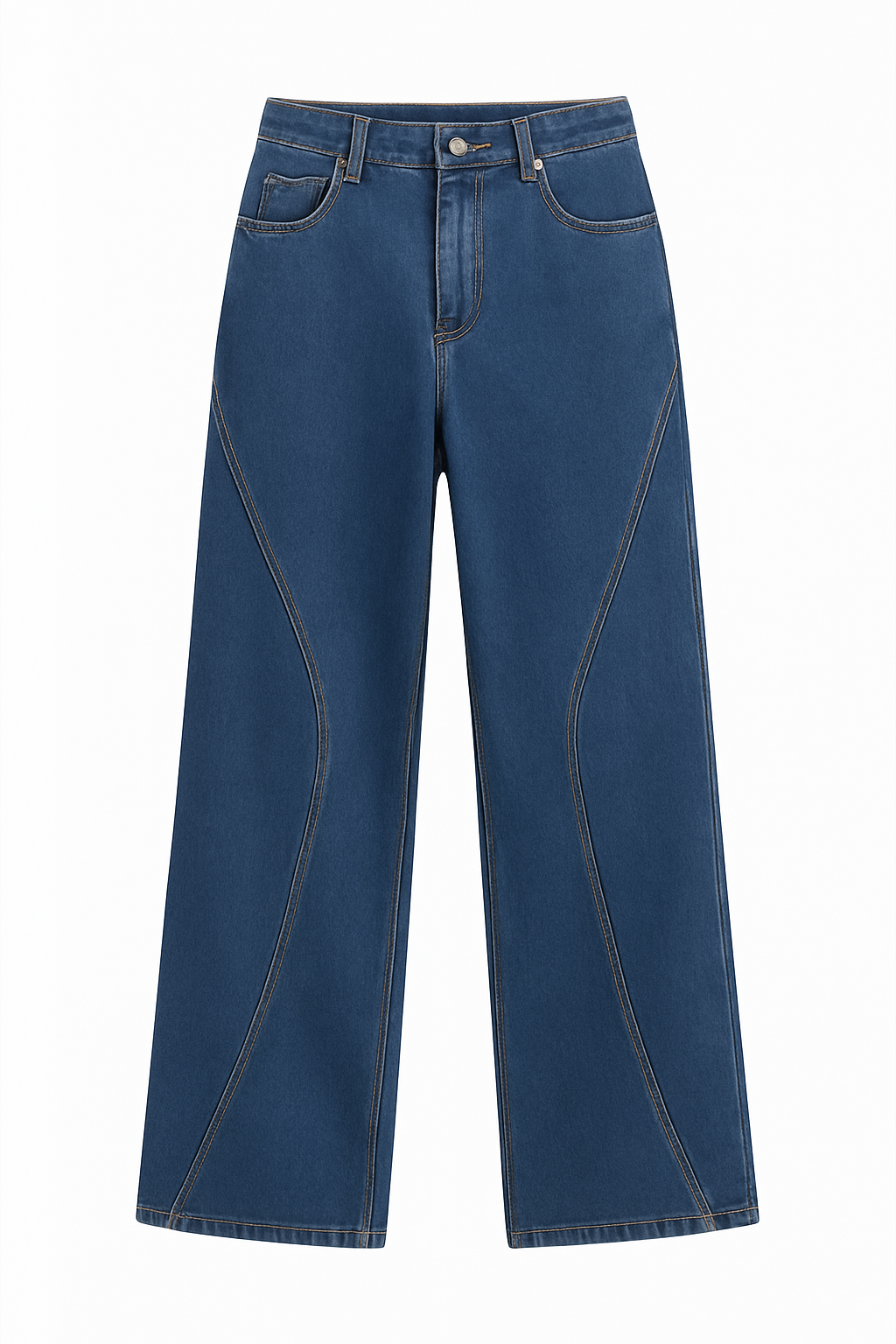 Women's Dark Blue Wide Leg Denim Jeans Comfortable Loose Fit