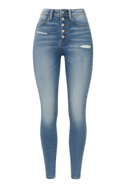 Women's High-Waisted Slim Jeans Elastic Dark Wash