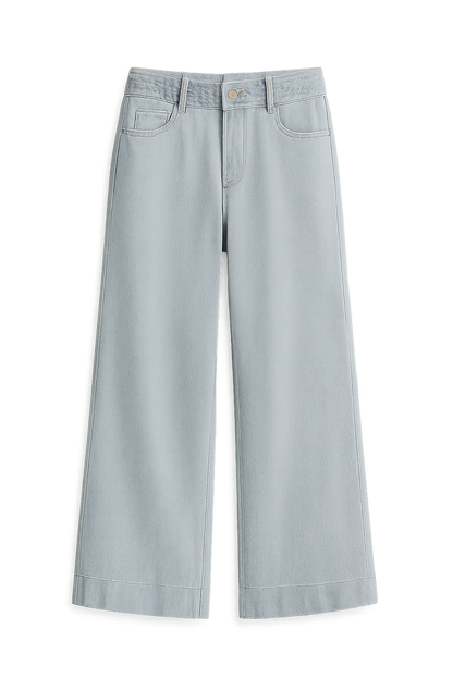 Women's Wide Leg Denim Trousers Braided Twist Blue