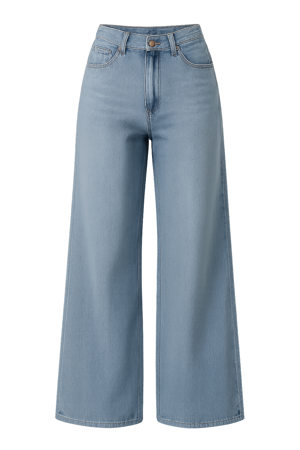 Women's High Waist Wide Leg Jeans 3/4 Length Straight Fit - VibreMode