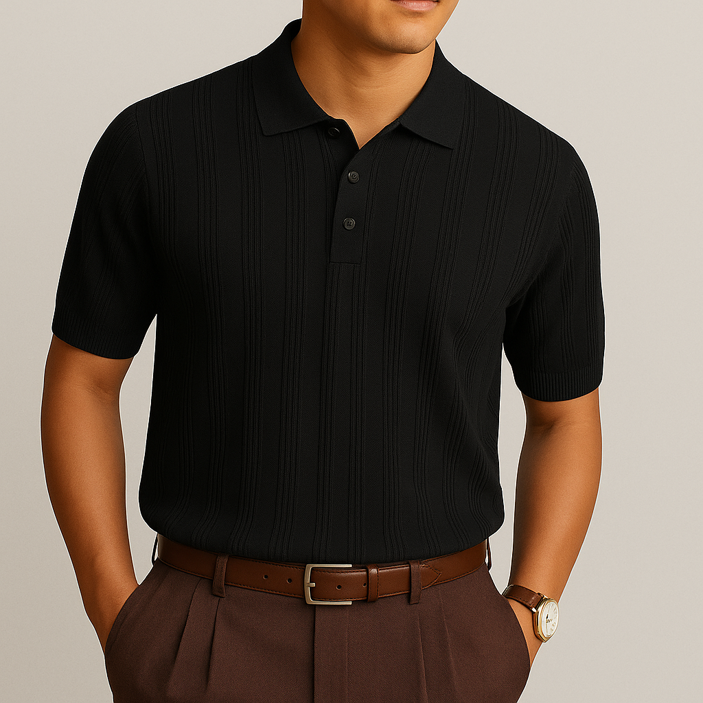 Men's Retro Knitted Polo Shirt