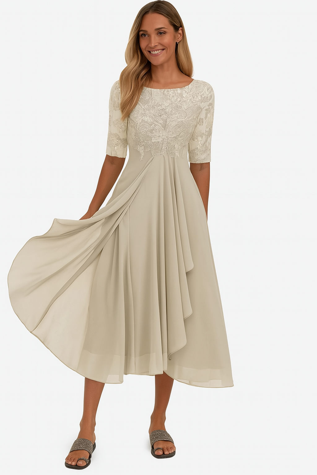 Floral Women's Casual Midi Sundress - VibreMode