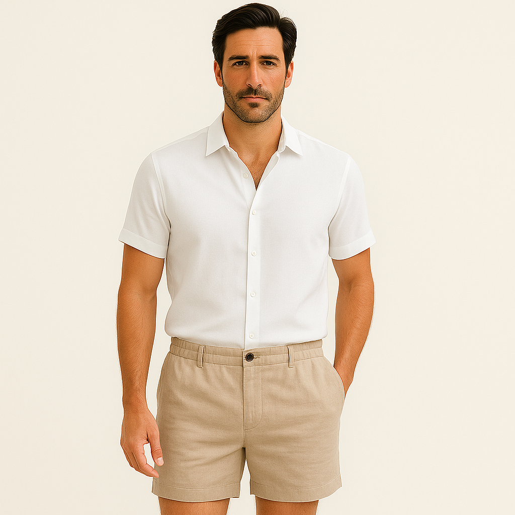 Linton Men's Linen Shorts Tailored Summer Beige