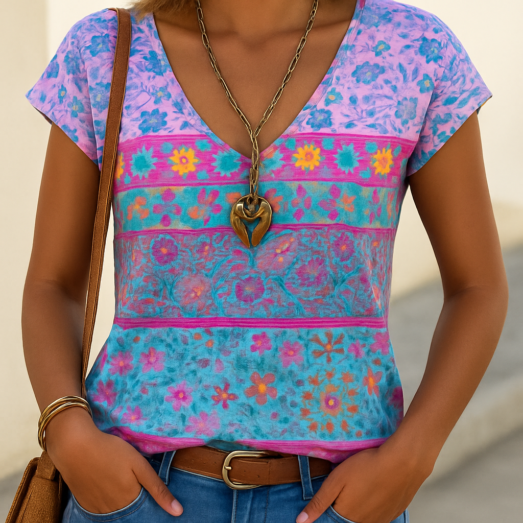Women's V-Neck Floral T-Shirt