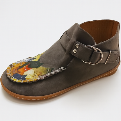 Fashionable Cat Print Slip On Women's Shoes