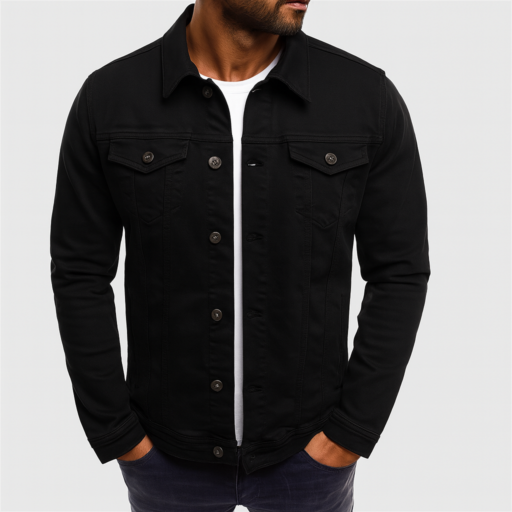 Men's Denim Jacket Solid Blue