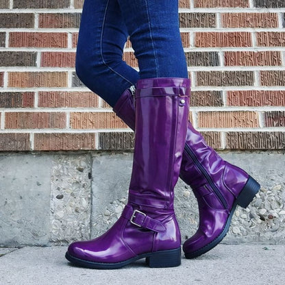 Women's Knee-High Buckle Strap Boots
