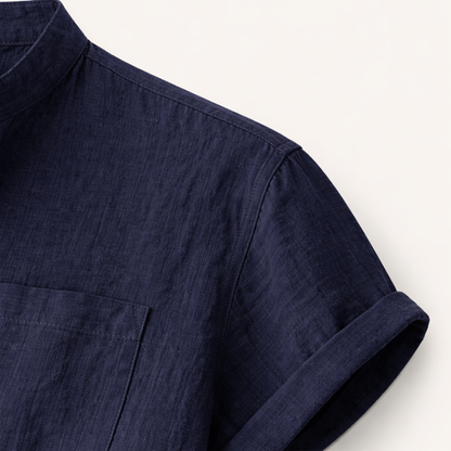 Men's Cotton Linen Henley Shirt Breathable