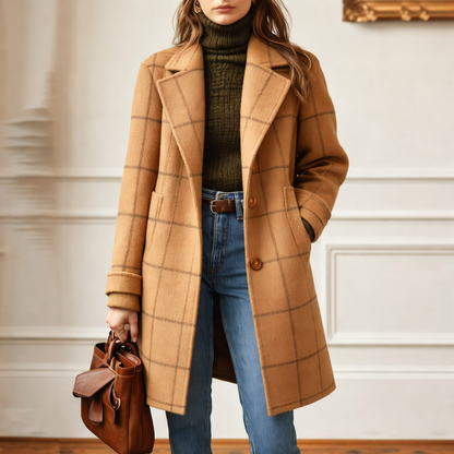 Valeria Women's Wool Plaid Coat