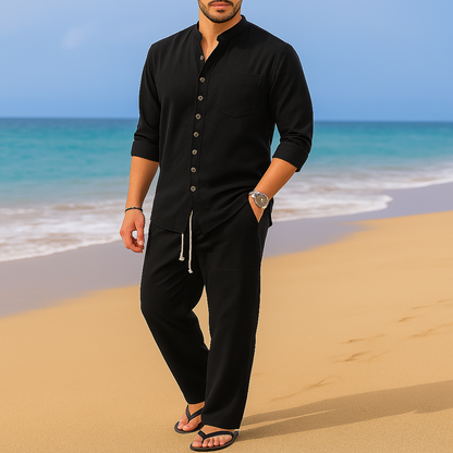 Men's Cotton Linen Pullover Shirt