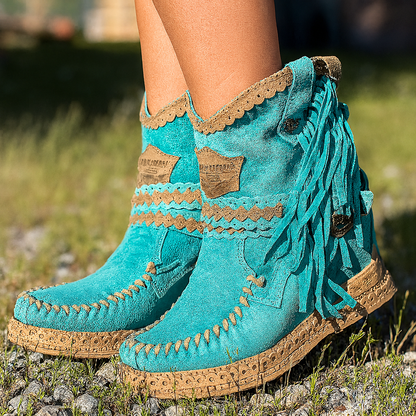 Women's Western Boots Fringed Brown - VibreMode