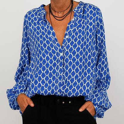 Women's V Neck Blouse Printed Elegant
