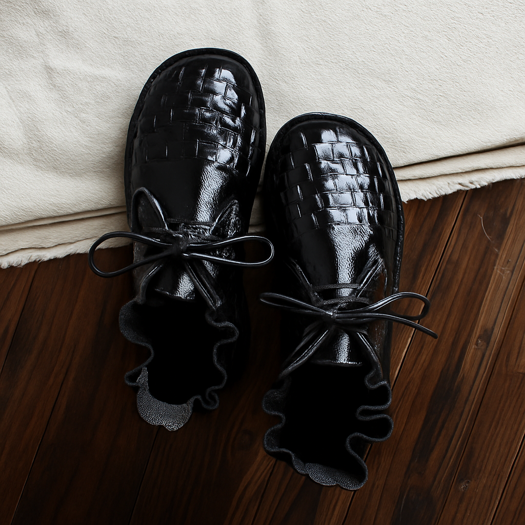 Mori Girl Handmade Cowhide Flat Shoes - VibreMode