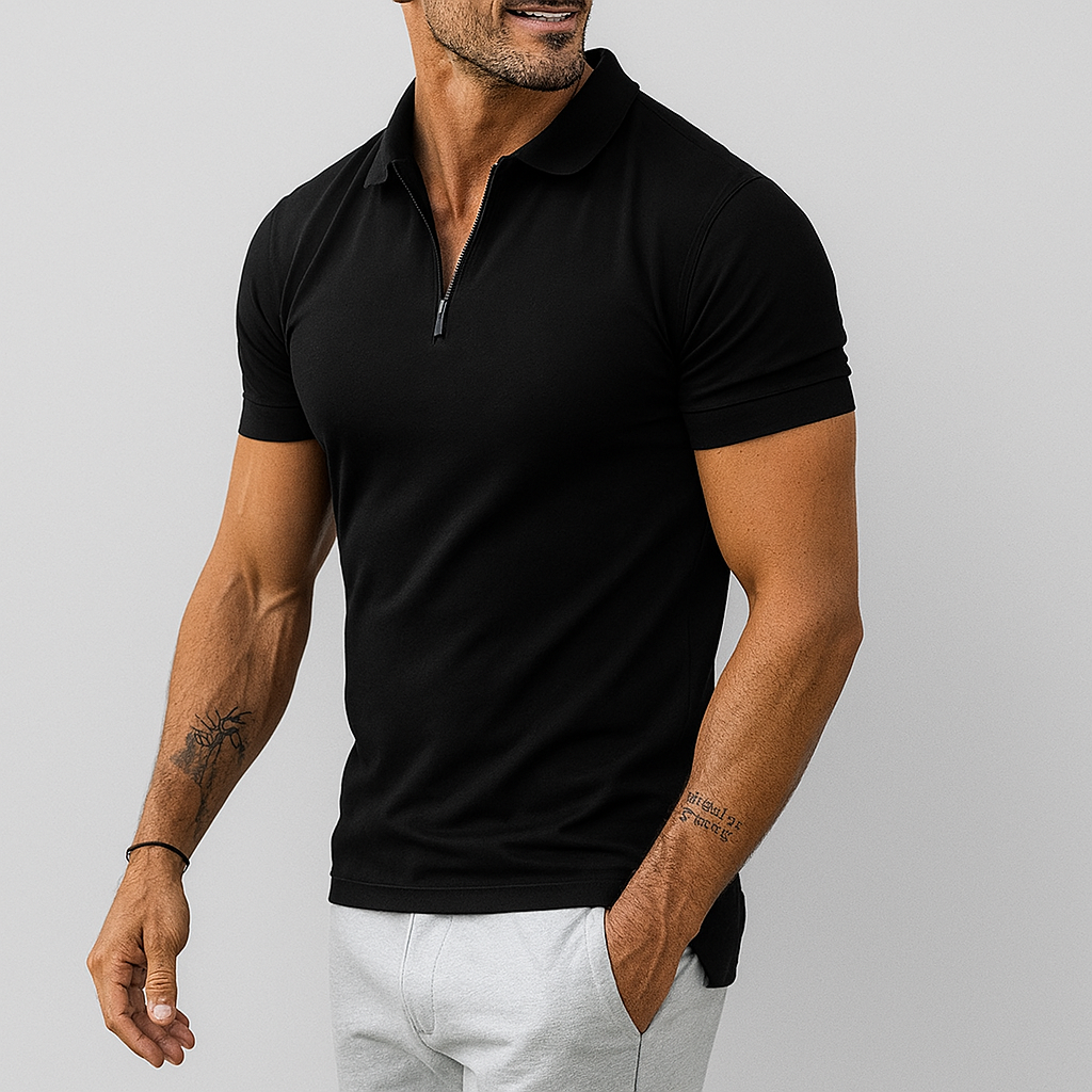 Men's Slim Fit Polo T-Shirt Half-Zip - VibreMode
