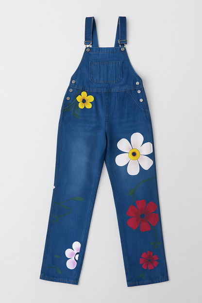 Women's Floral Denim Jumpsuit - VibreMode