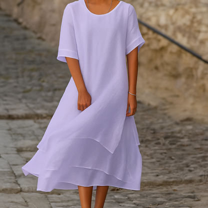 Women's Block Slit Dress Modern Elegance
