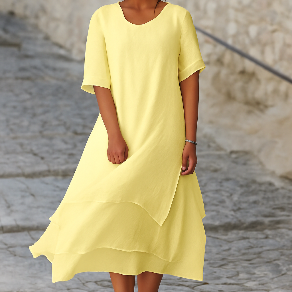Women's Block Slit Dress Modern Elegance