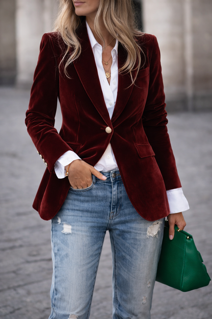 Women's Velvet Blazer Elegant Black