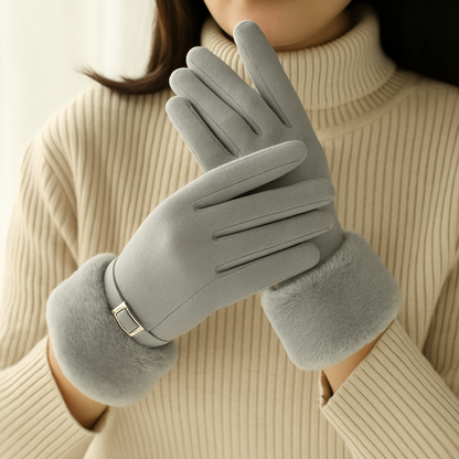 Selvano Women's Faux Suede Plush Gloves