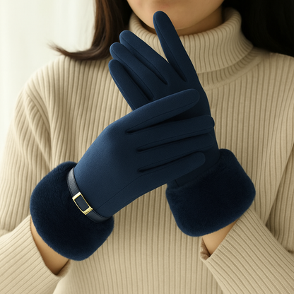 Selvano Women's Faux Suede Plush Gloves