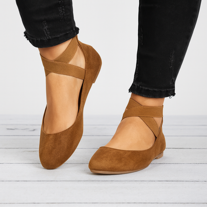 Women's Suede Ballet Flats Elastic Strap