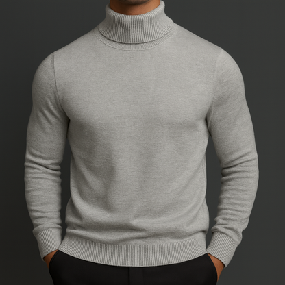 Men's Turtleneck Sweater Ribbed Hem