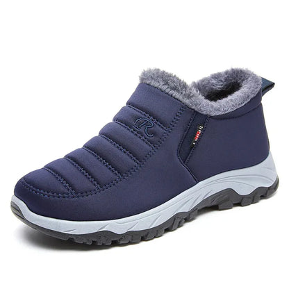 Warm Waterproof Men's Ankle Snow Boots Fur Lined Shoes - VibreMode