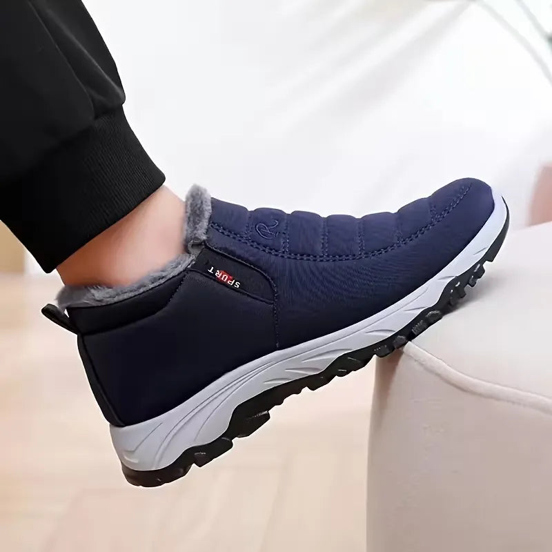 Warm Waterproof Men's Ankle Snow Boots Fur Lined Shoes