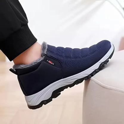 Warm Waterproof Men's Ankle Snow Boots Fur Lined Shoes