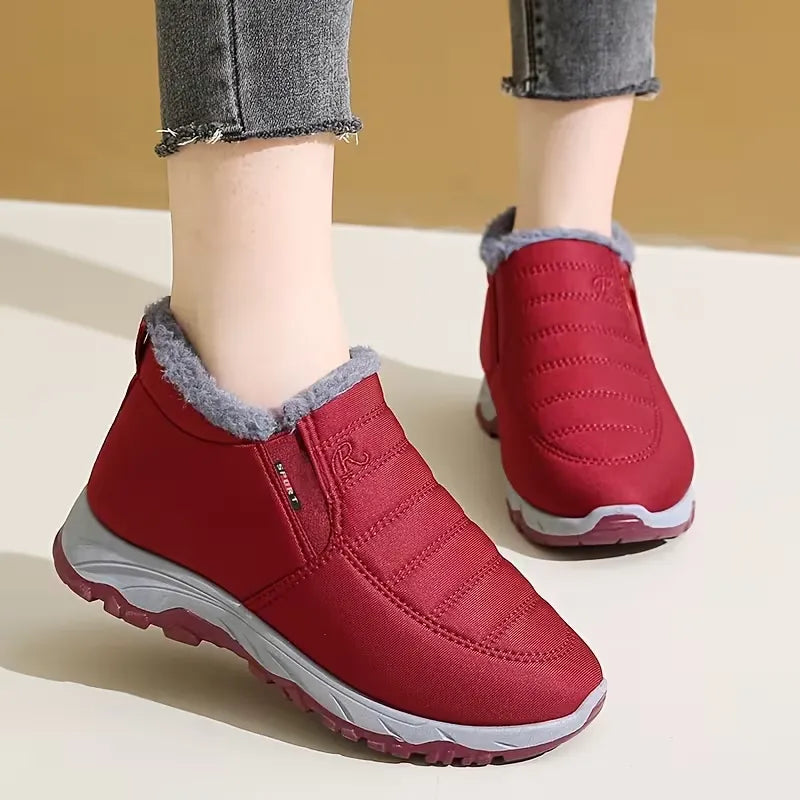 Warm Waterproof Men's Ankle Snow Boots Fur Lined Shoes