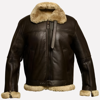 Men's Shearling Style Leather Jacket - VibreMode